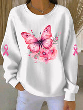 Sweatshirt Décontracté Femme Rose Imprimé Cancer Du Sein